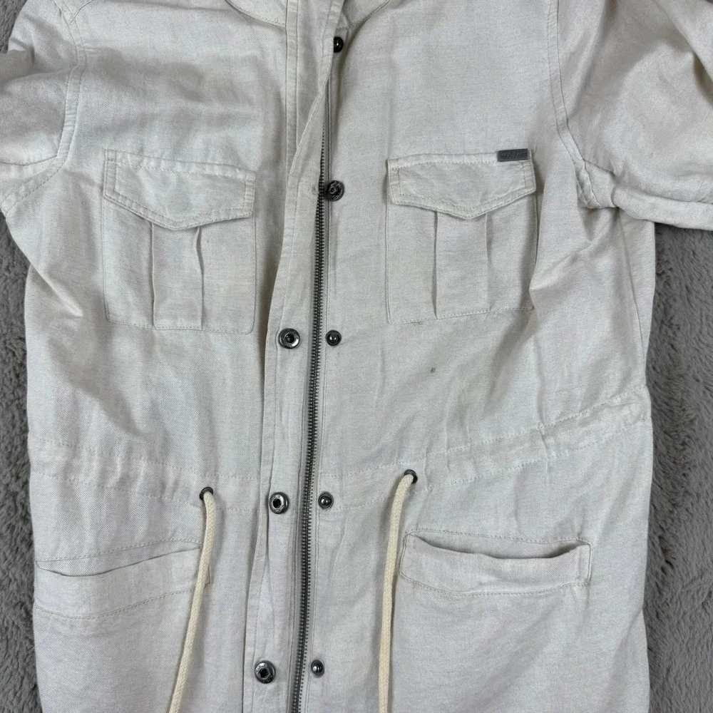 Max Jeans Utility Jacket‎ Lightweight Drawstring Waist Beige Linen Blend M